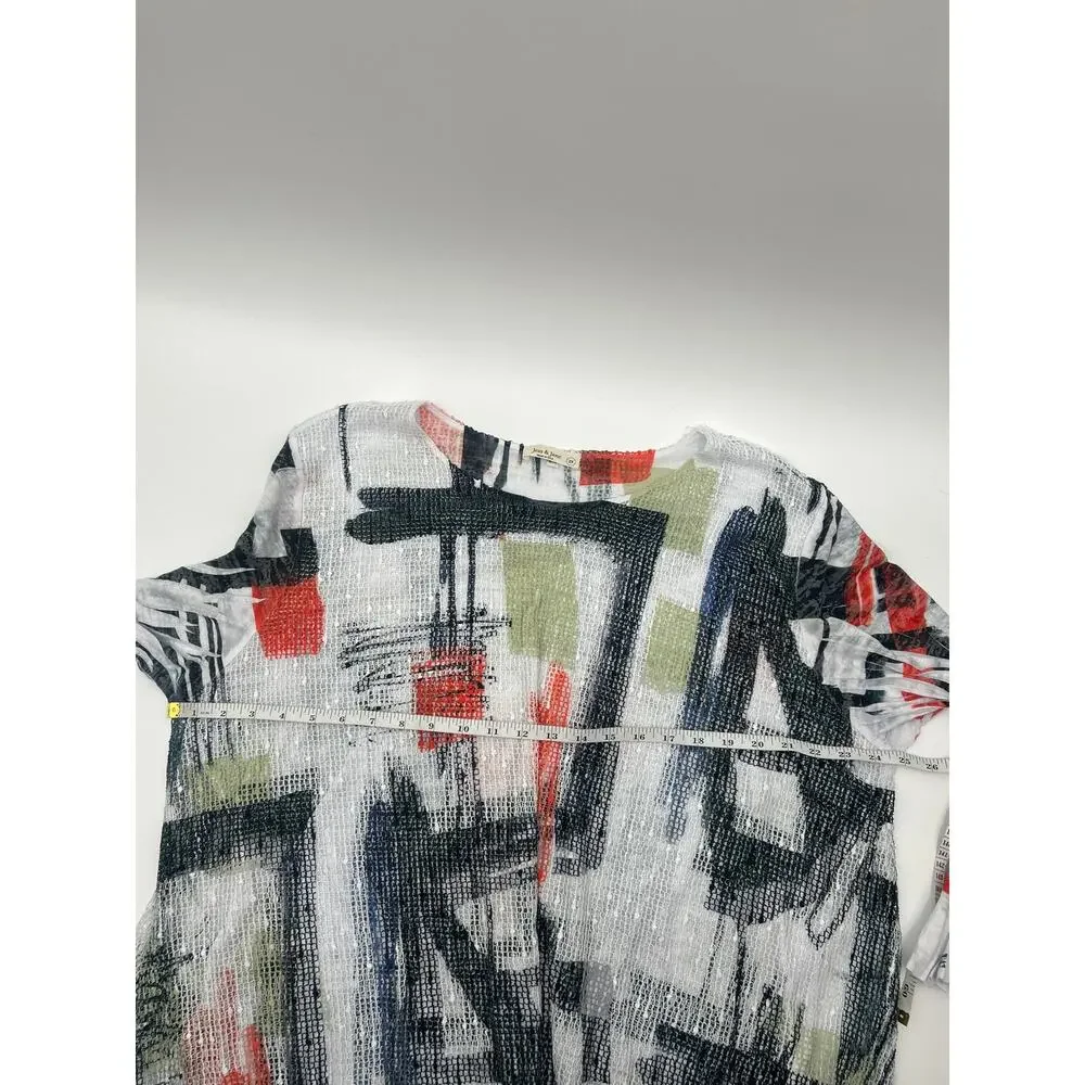 Jess & Jane 2X Abstract Artistic Mesh Tunic Top Made in USA Art Wear